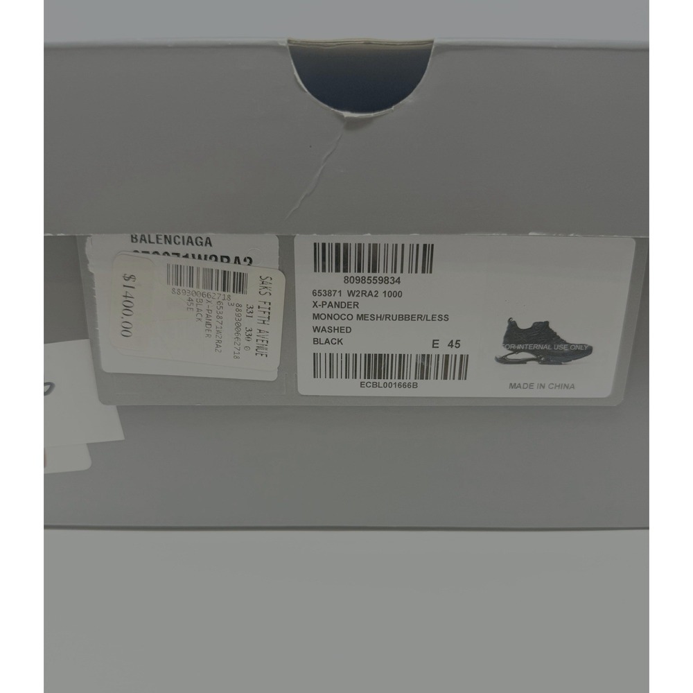 Balenciaga X-Pander Sneaker Black Size 12 US 45 EU - Picture 10 of 10